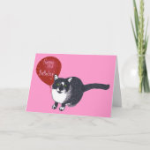 Tuxedo Cat mit Balloon Happy Birthday Cards Karte (Vorderseite)