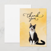 Tuxedo Cat mit Dankeschön Wort Aquarell Dankeskarte (Vorne/Hinten)