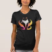 Tuxedo Cat Neon Feathers Pop Art T-Shirt (Vorderseite)
