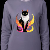 Tuxedo Cat Neon Feathers Pop Art T-Shirt