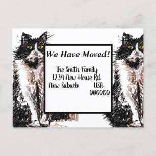 Tuxedo Cat Neue Adresse Postkarte, wir bewegen  Postkarte