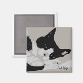 Tuxedo Cat Nickerchen Magnet (Vorderseite/Rückseite)