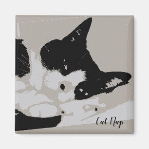 Tuxedo Cat Nickerchen Magnet