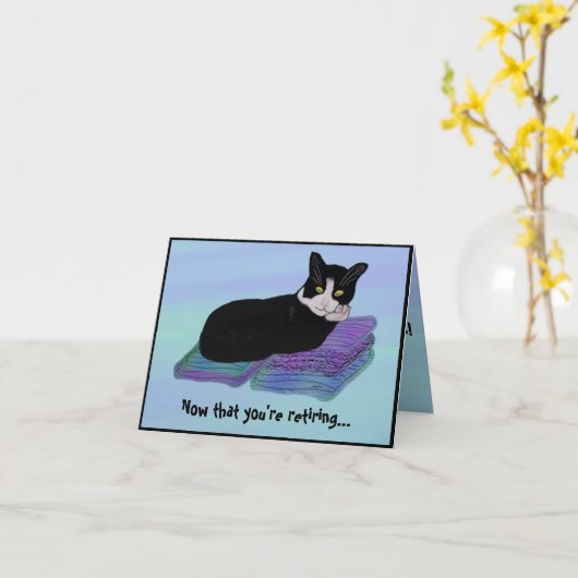 Tuxedo Cat Nickerchen Pensionskarten Karte (Gelbe Blume)