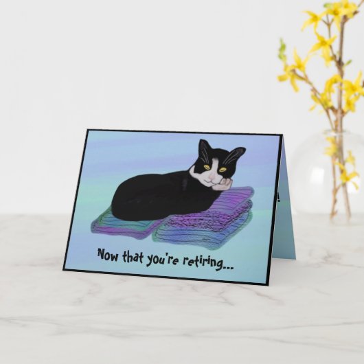 Tuxedo Cat Nickerchen Pensionskarten Karte (Gelbe Blume)