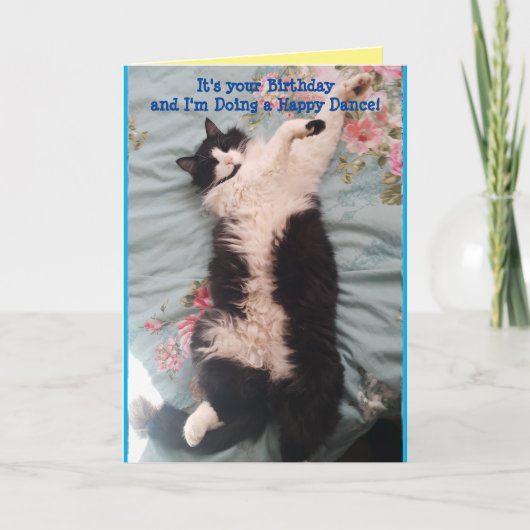Tuxedo Cat Niedlich Funny Happy Dance Cats Card Karte (Vorderseite)