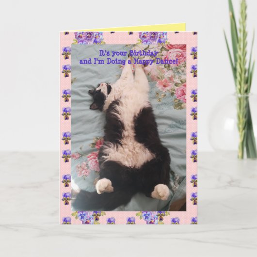 Tuxedo Cat Niedlich Funny Happy Dance Cats Viola C Karte (Vorderseite)
