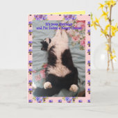 Tuxedo Cat Niedlich Funny Happy Dance Cats Viola C Karte (Gelbe Blume)