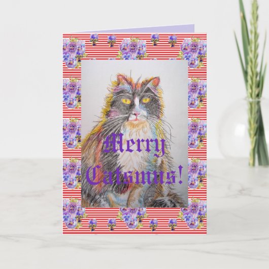 Tuxedo Cat Niedlich Funny Merry Catsmus Card Karte (Vorderseite)