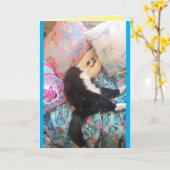 Tuxedo Cat Niedlich Funny Sleeping Cats Geburtstag Karte (Gelbe Blume)