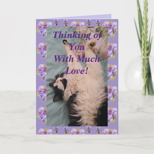 Tuxedo Cat Niedlich Funny Thinking You Liebe Card Karte (Vorderseite)