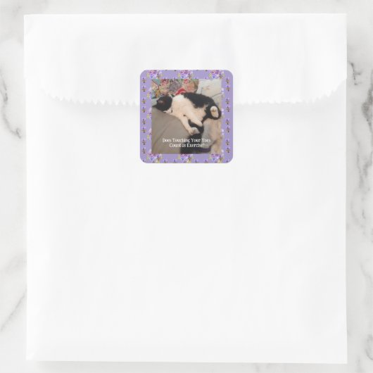 Tuxedo Cat Niedlich Happy Birthday Touching Toches Quadratischer Aufkleber (Tasche)