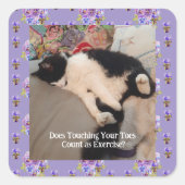 Tuxedo Cat Niedlich Happy Birthday Touching Toches Quadratischer Aufkleber (Vorderseite)