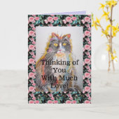 Tuxedo Cat Niedliches Funny Thinking You Card Karte (Gelbe Blume)