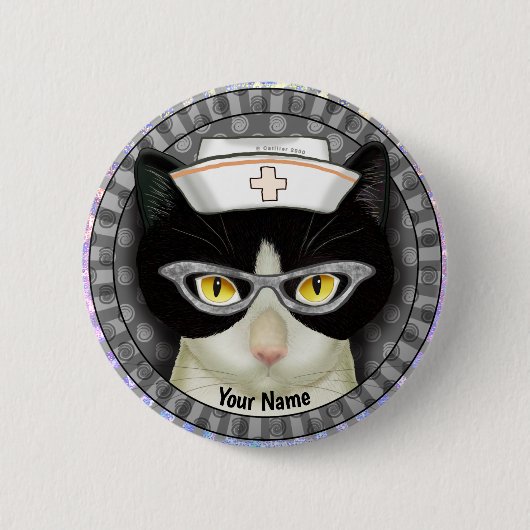Tuxedo Cat Nurse Button (Vorderseite)