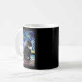 Tuxedo Cat On Beach Starry Night Impressionistisch Kaffeetasse (Vorderseite Links)