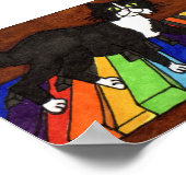 Tuxedo Cat on Rainbow Piano Poster (Ecke)