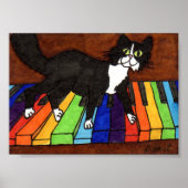 Tuxedo Cat on Rainbow Piano Poster (Vorne)