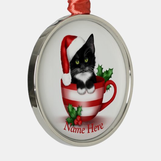 Tuxedo Cat Ornament / Personalisiertes Katzen Orna (Rechts)
