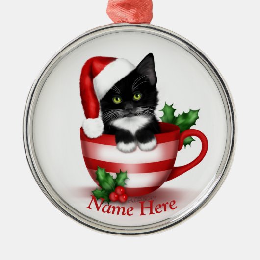 Tuxedo Cat Ornament / Personalisiertes Katzen Orna (Vorne)