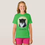 Tuxedo Cat Painting - Niedlich Original Cat Art T- T-Shirt (Vorne ganz)