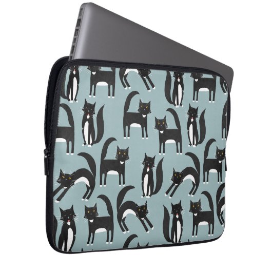 Tuxedo Cat Pattern Laptopschutzhülle (Vorne Rechts)