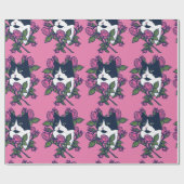 Tuxedo Cat Peony Floral Art Tuxie Katzen Geschenkpapier (Flach)