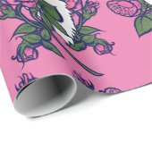 Tuxedo Cat Peony Floral Art Tuxie Katzen Geschenkpapier (Rolleneckpunkt)