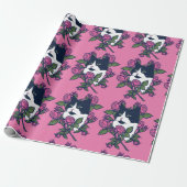 Tuxedo Cat Peony Floral Art Tuxie Katzen Geschenkpapier (Ungerollt)