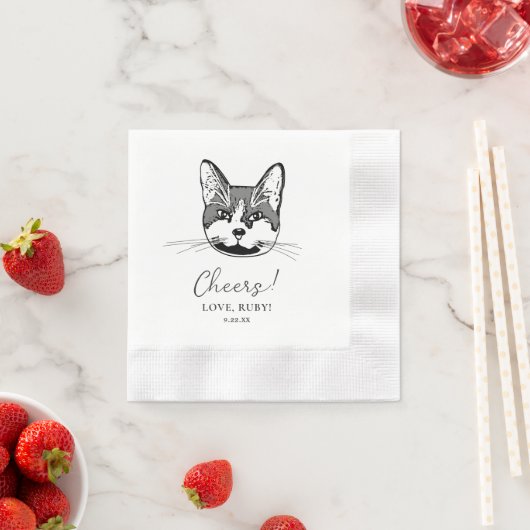 Tuxedo Cat Personalisiert Cheers Napkins Serviette (Beispiel)