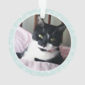 Tuxedo Cat Personalisiertes Foto Weihnachten Ornament (Rückseite)