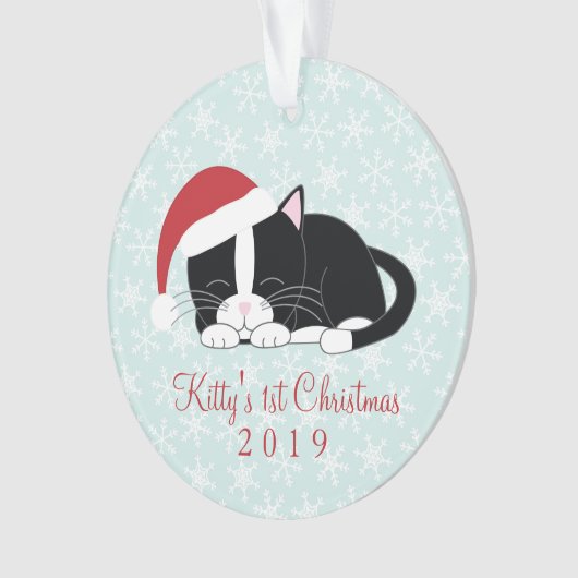 Tuxedo Cat Personalisiertes Foto Weihnachten Ornament (Vorderseite)