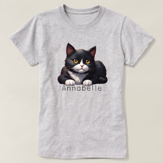 Tuxedo Cat Personalize T-Shirt (Design vorne)