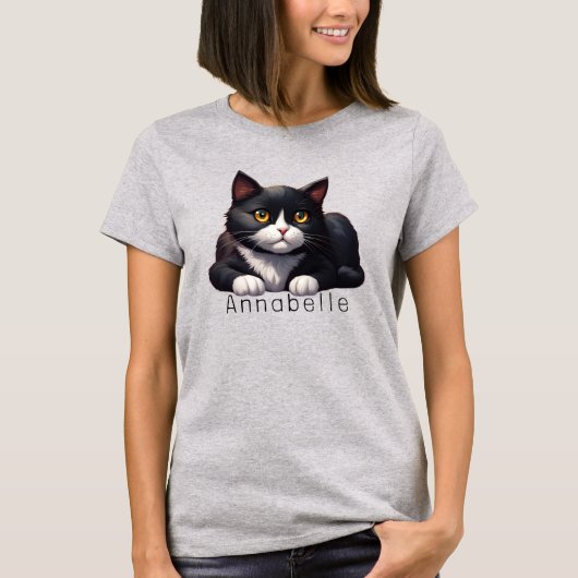 Tuxedo Cat Personalize T-Shirt (Vorderseite)