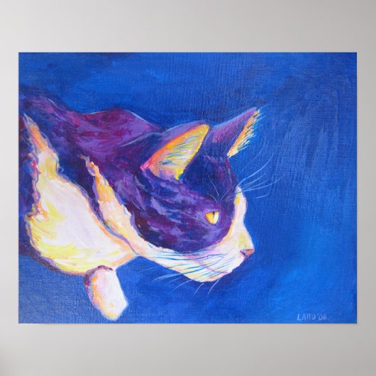 Tuxedo Cat Pet Portrait Painting Poster (Vorne)