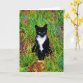 Tuxedo Cat Pop Art Note Card Karte (Gelbe Blume)