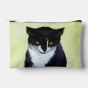Tuxedo Cat Portrait Malerei Niedliche Kunst Zubehörtasche