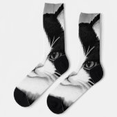 Tuxedo Cat Portrait Painting Poster Socken (Linkes Detail)