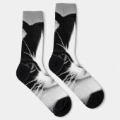 Tuxedo Cat Portrait Painting Poster Socken (Rechts)