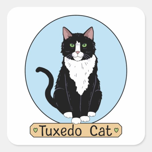 Tuxedo Cat Quadratischer Aufkleber (Vorderseite)