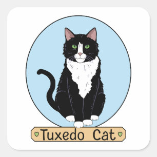 Tuxedo Cat Quadratischer Aufkleber
