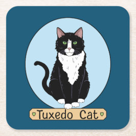 Tuxedo Cat Rechteckiger Pappuntersetzer