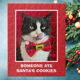 Tuxedo Cat Red Christmas Puzzle