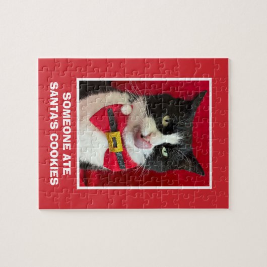 Tuxedo Cat Red Christmas Puzzle (Horizontal)