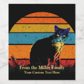 Tuxedo Cat Retro Style Vintager Sonnenuntergang Weinetikett (Einzelnes Label)