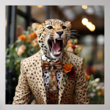 Tuxedo Cat Roar Cheetah Print Anzug