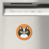 Tuxedo Cat Round Magnet (In Situ (Geschirrspüler))