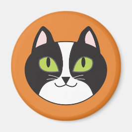 Tuxedo Cat Round Magnet