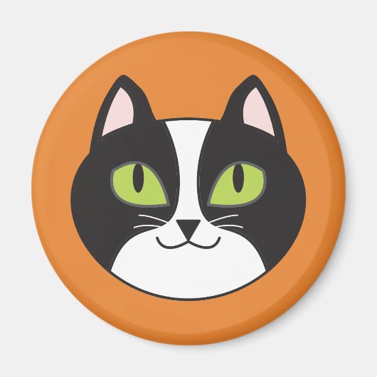Tuxedo Cat Round Magnet (Vorne)