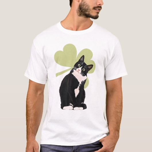 Tuxedo Cat Saint St. Patrick's Paddy's Day Cat Lov T-Shirt (Vorderseite)